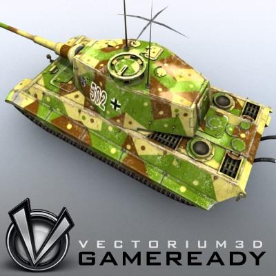 3D Model of Game Ready Low Poly King Tiger model - 3D Render 1